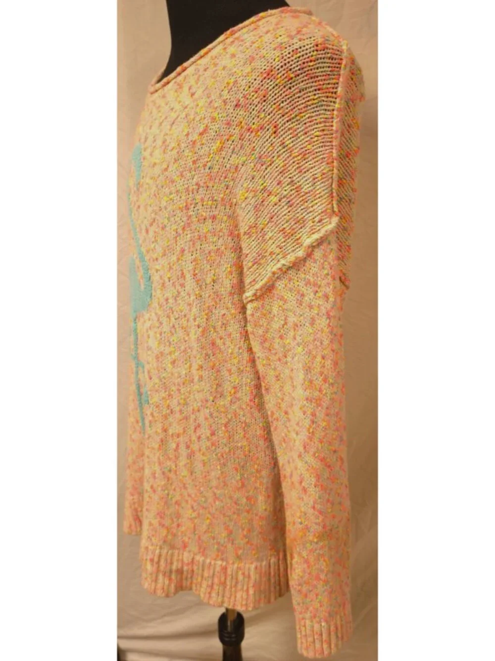 Torrid Womens 2 Pink Marled Flamingo Pullover Tunic Long Colorful Sweater